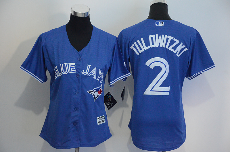 Womens 2017 MLB Toronto Blue Jays #2 Tulowitzki Blue Jerseys